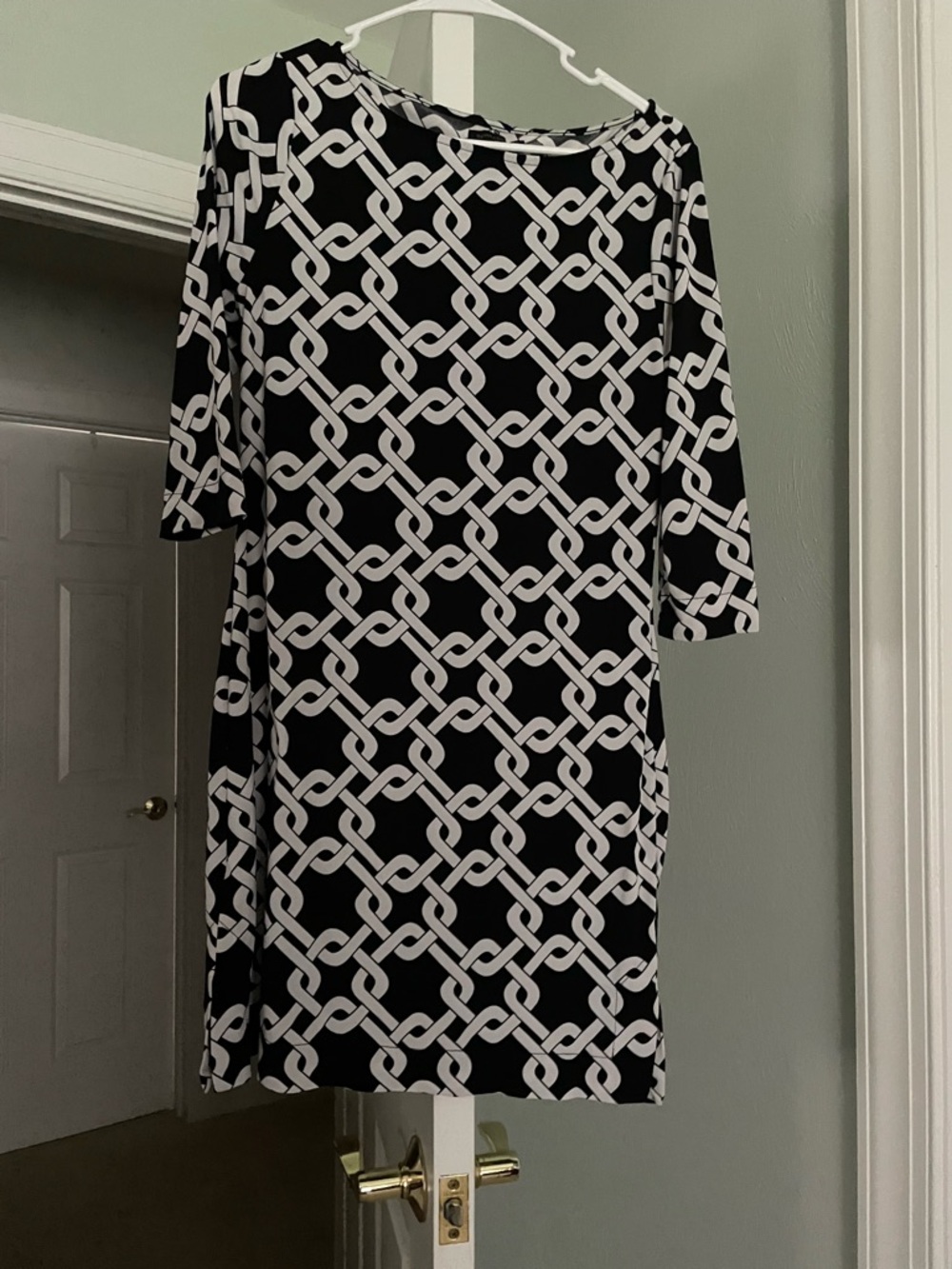 Banana Republic Black and White Chain-Print Midi Dress